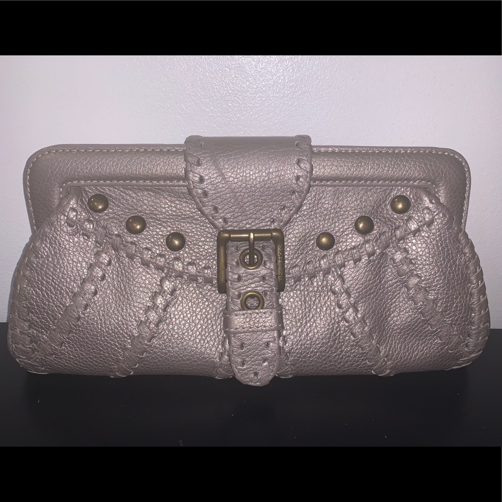 Metallic Clutch with removable shoulder strap